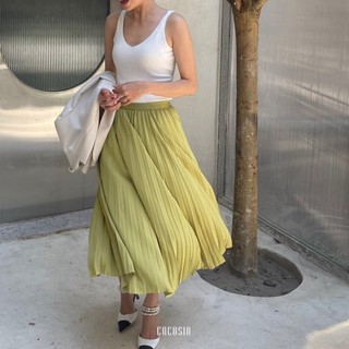 Coco sin - váy midi xanh dập ly