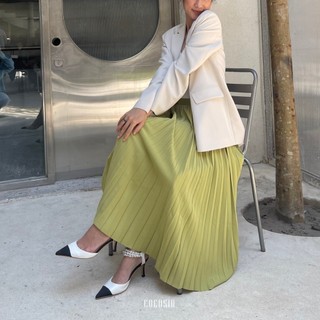 COCO SIN - Váy Midi Xanh Dập Ly