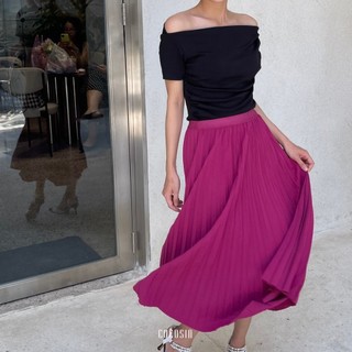 Coco sin - váy midi hồng dập ly