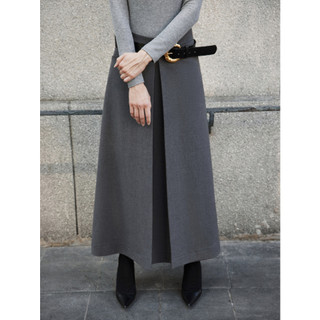 COCO SIN - Chân Váy Midi Kaki Xám