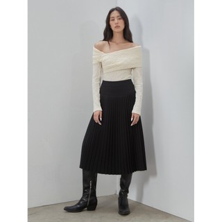 COCO SIN - Váy Midi Đen Dập Ly