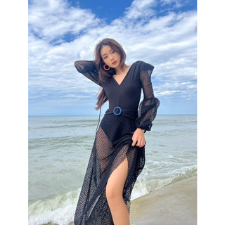 COCO SIN - Set Áo + Váy Midi Ren Đen