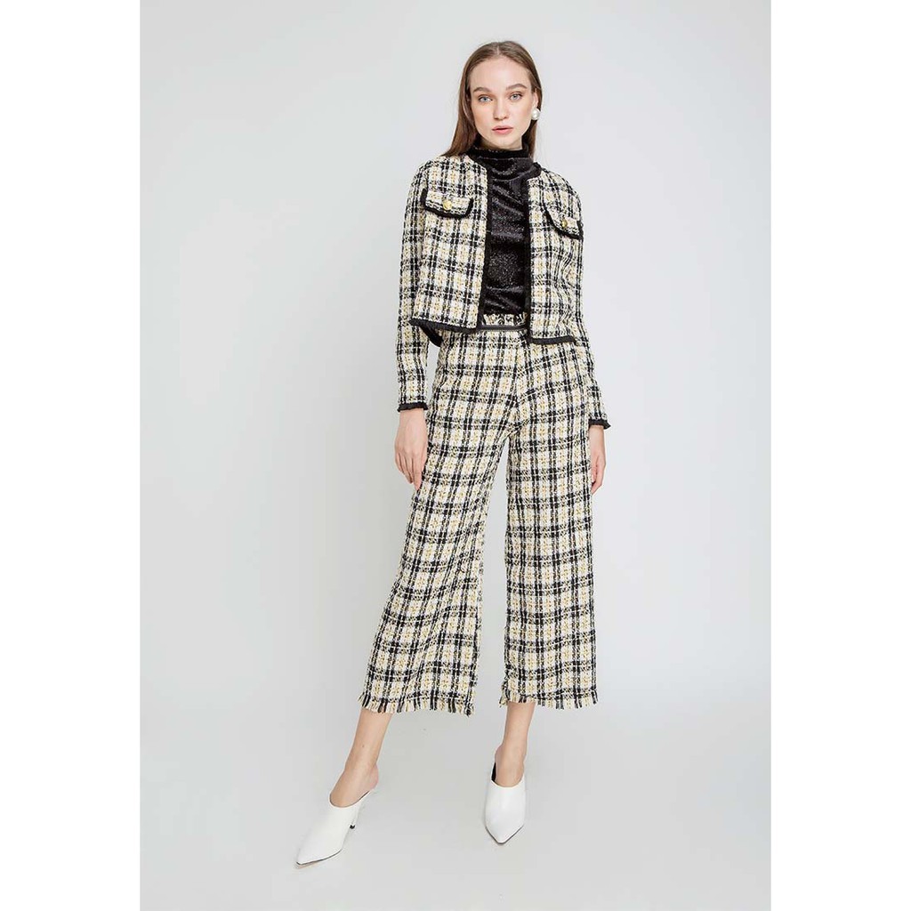 COCO SIN - Quần Tweed B&W Sọc Vàng