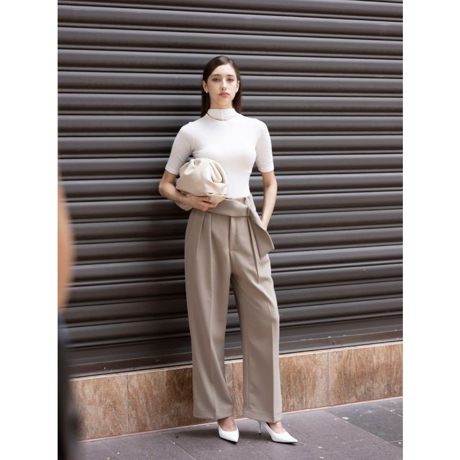 COCO SIN - Quần Kaki Nâu Phối Belt