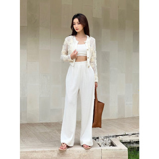 COCO SIN - Quần Dài Len Kem