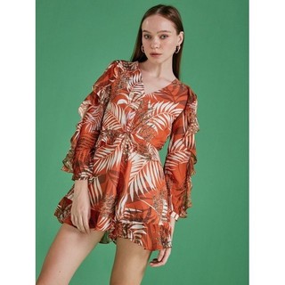 COCO SIN - Playsuit Nữ Tay Dài Hoạ Tiết Hoa Cam