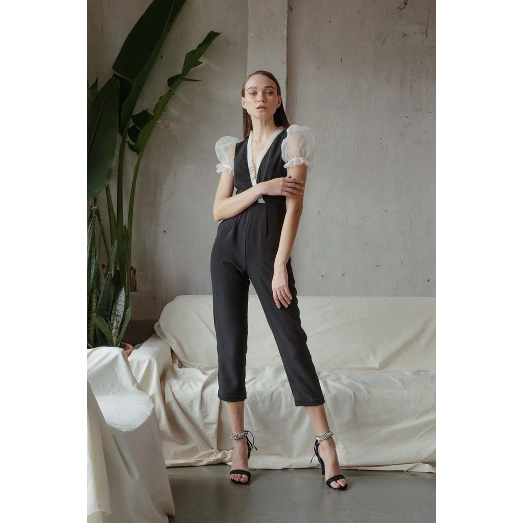 COCO SIN - Jump Dài Đen Phối Sheer Trắng