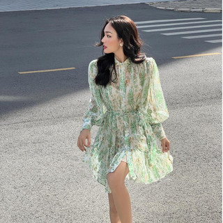 Coco sin - đầm voan hoa xanh green