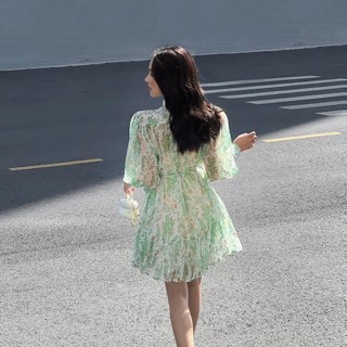 COCO SIN - Đầm Voan Hoa Xanh Green