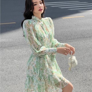 COCO SIN - Đầm Voan Hoa Xanh Green