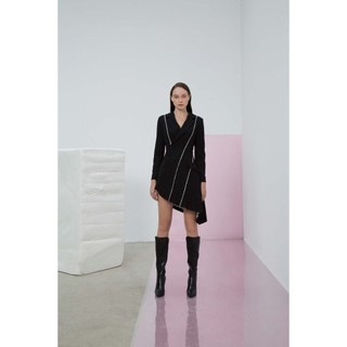 COCO SIN - Đầm Vest Đen Viền Trắng