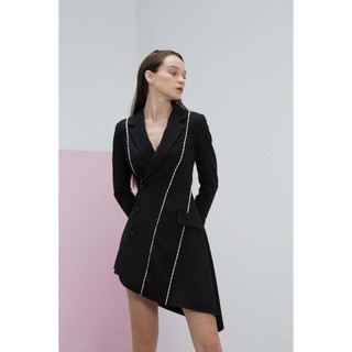COCO SIN - Đầm Vest Đen Viền Trắng