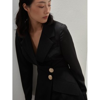 COCO SIN - Đầm Vest Đen Đính 2 Nút Gold