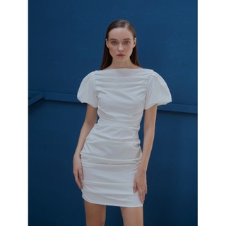 COCO SIN - Đầm Tay Phồng Trắng Nhún