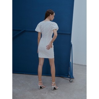 COCO SIN - Đầm Tay Phồng Trắng Nhún