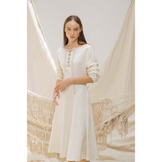 COCO SIN - Đầm Tay Sắn Trắng Thắt Dây Thừng
