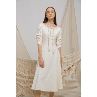COCO SIN - Đầm Tay Sắn Trắng Thắt Dây Thừng