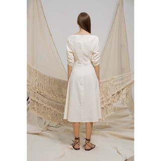 COCO SIN - Đầm Tay Sắn Trắng Thắt Dây Thừng