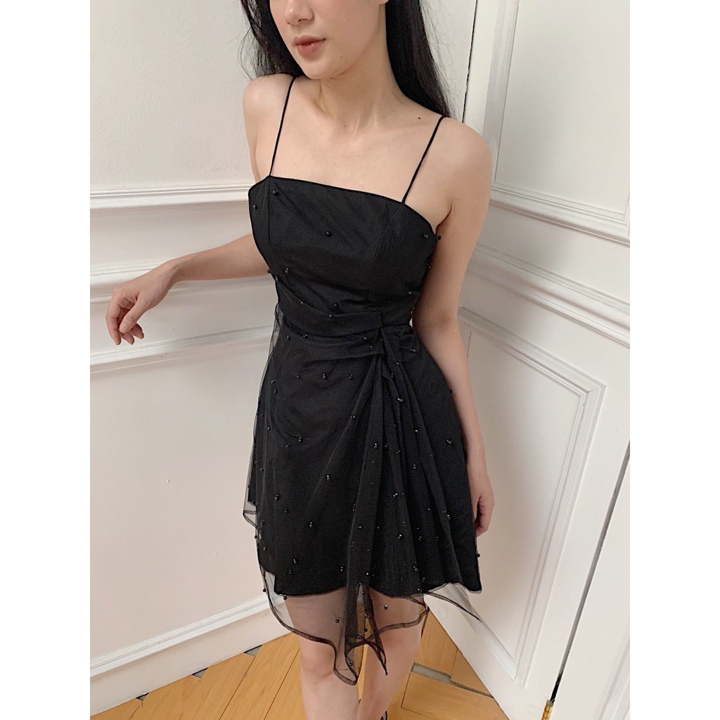 COCO SIN - Đầm Sheer Đen Đinh Hạt