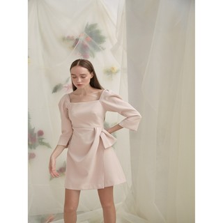 COCO SIN - Đầm Pastel Hồng Phối Nơ