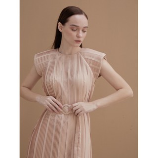 COCO SIN - Đầm Nude Dập Ly Vai Độn