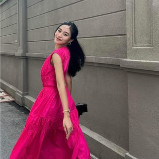 COCO SIN - Đầm Midi Hồng Sát Nách