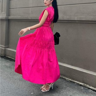 COCO SIN - Đầm Midi Hồng Sát Nách