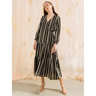 COCO SIN - Đầm Maxi Sọc Trắng Đen