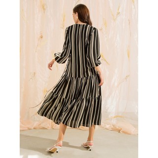 COCO SIN - Đầm Maxi Sọc Trắng Đen