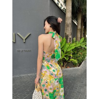 COCO SIN - Đầm Lụa Hoa Cổ Yếm