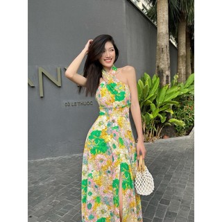 COCO SIN - Đầm Lụa Hoa Cổ Yếm