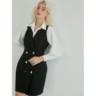 COCO SIN - Đầm Kiểu Dáng Ôm Cổ Vest Đen Sát Nách