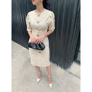 COCO SIN - Đầm Kem Tay Nhún