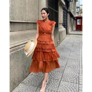 COCO SIN - Đầm Cam Đất Xếp Tầng