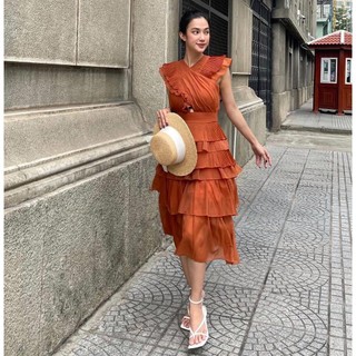 COCO SIN - Đầm Cam Đất Xếp Tầng