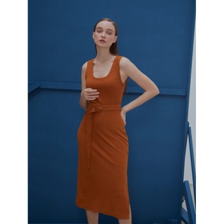 COCO SIN - Đầm Body Thun Gân Cam Xẻ