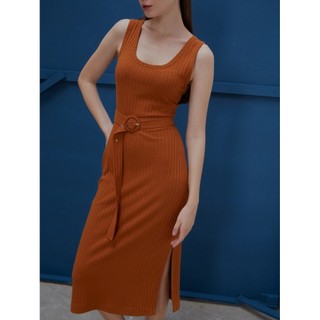 COCO SIN - Đầm Body Thun Gân Cam Xẻ