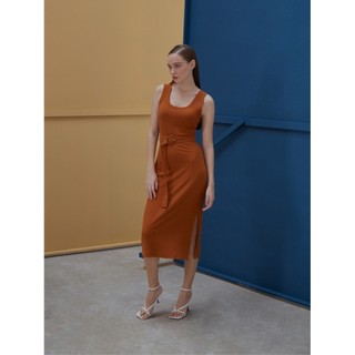 COCO SIN - Đầm Body Thun Gân Cam Xẻ