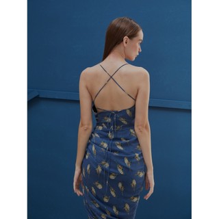 COCO SIN - Đầm 2 Dây Hoa Xanh Rút Dây