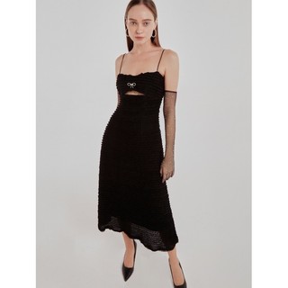 COCO SIN - Đầm 2 Dây Đen Cut Out Đính Nơ