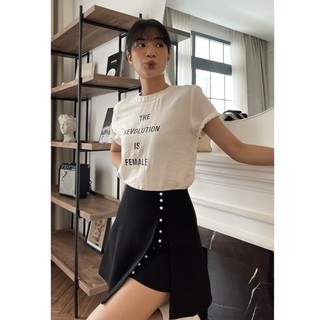 COCO SIN - Combo Áo Lụa Trắng The Revolution + Skort Đính Pearl