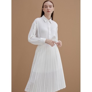 COCO SIN - Chân Váy Trắng Midi Dập Ly