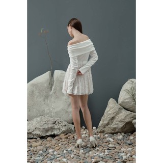 COCO SIN - Chân Váy Ren Trắng Phối Sheer