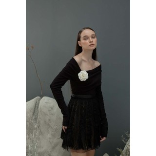 COCO SIN - Chân Váy Ren Đen Phối Sheer