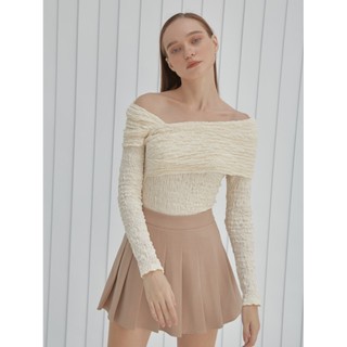 COCO SIN - Chân Váy Mini Nude Xếp Ly