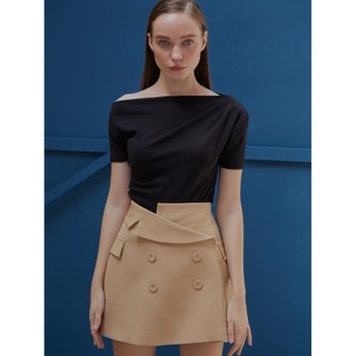 Coco sin - chân váy kiểu phom chữ a đính nút nâu
