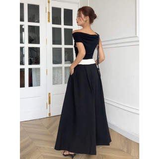 COCO SIN - Bodysuit Thun Đen Nhún Vai