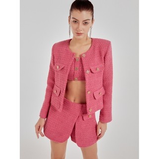 COCO SIN - Blazer Tweed Hồng Đính Nút