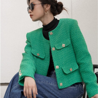 COCO SIN - Blazer Tweed Xanh Đính Nút