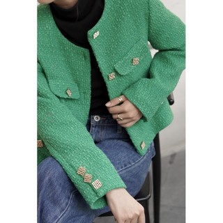 COCO SIN - Blazer Tweed Xanh Đính Nút